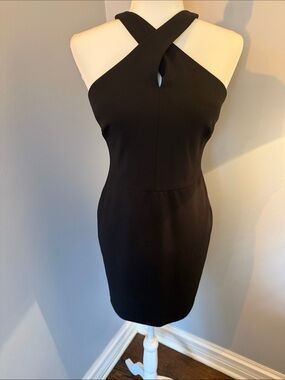 Maggy London Black One-Shoulder Cross-Front Bodycon Dress